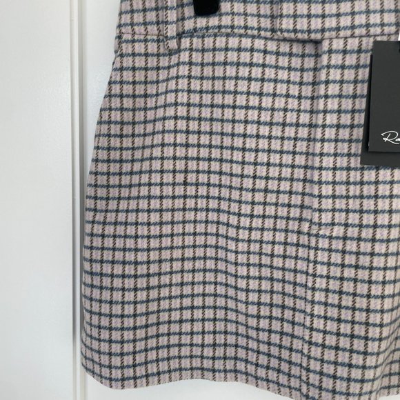 Rails Prim Mini Skirt Lilac Navy Gingham Check Print Front Zip Size 4 - Picture 10 of 12